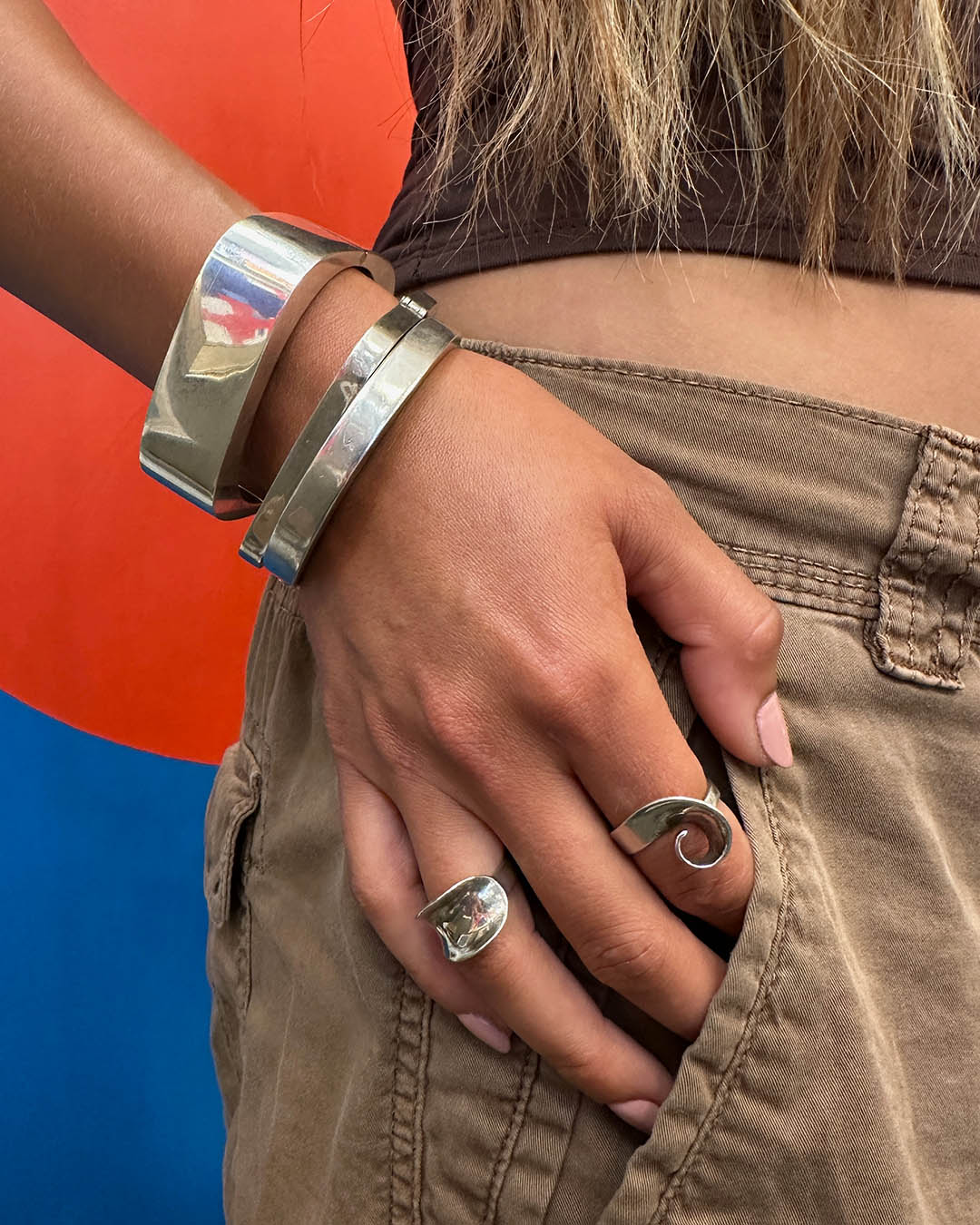 Vintage Taxco Oval Sterling Hinged Cuff