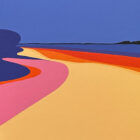 Aron Original Painting Pink Orient Beach 50 x 26