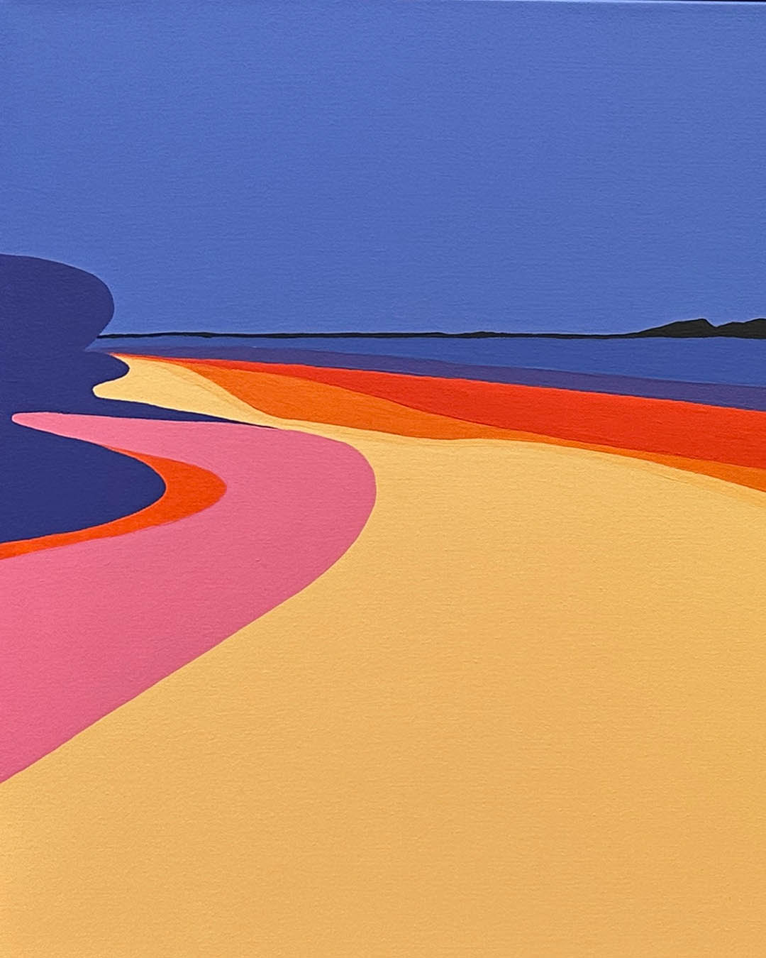 Aron Original Painting Pink Orient Beach 50 x 26