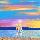Aron Original Painting Fifth St. Beach 26 x 26