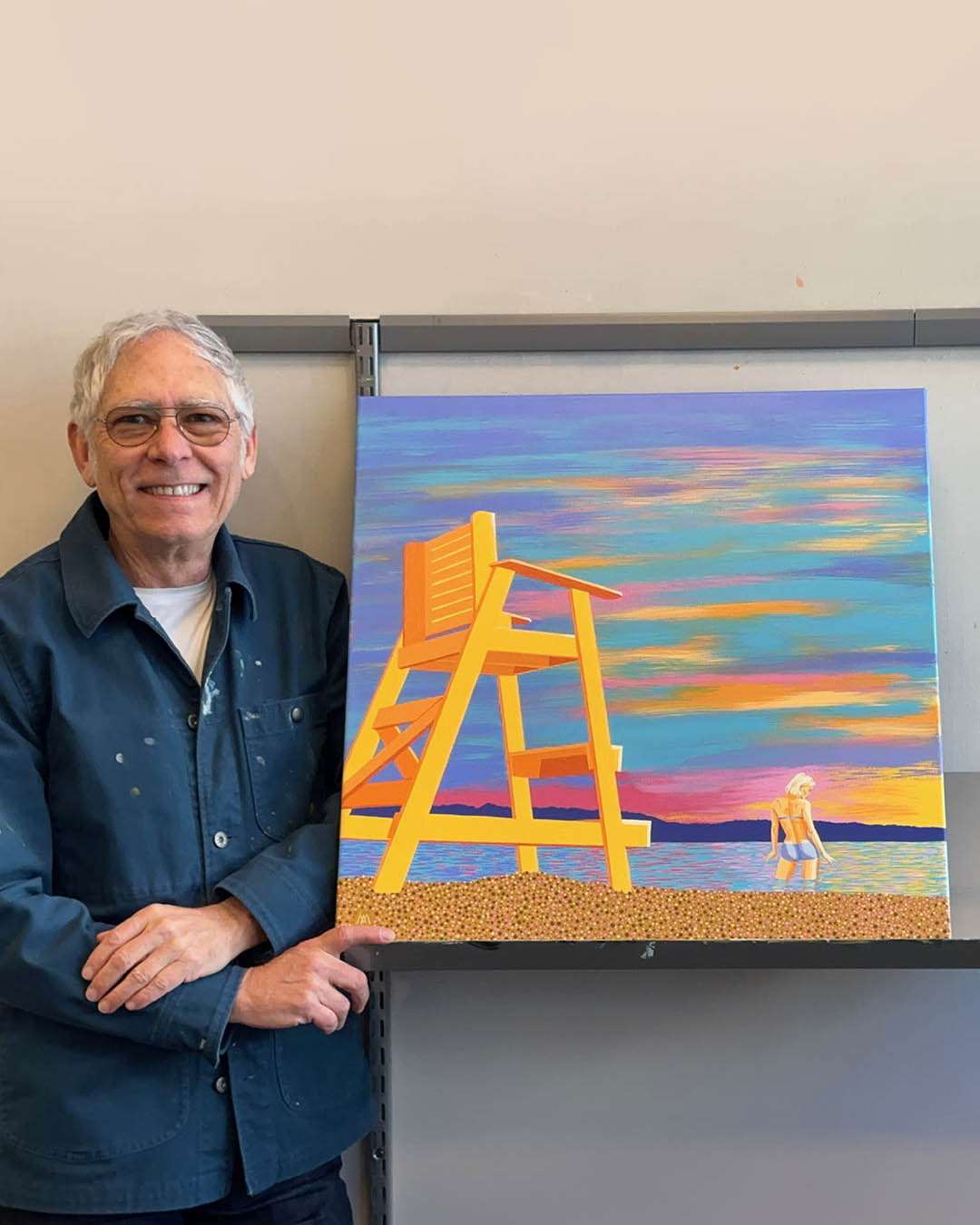 Aron Original Painting Fifth St. Beach 26 x 26