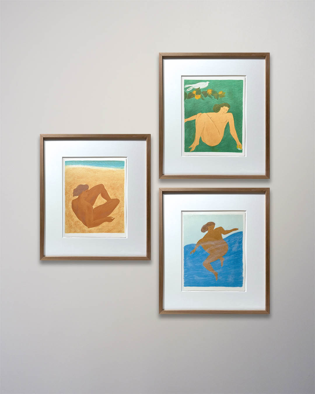 26-073 Pierre Boncompain Vintage Litho Triptych 22 x 25-4 Pierre Boncompain Vintage Litho Triptych 22 x 25-4