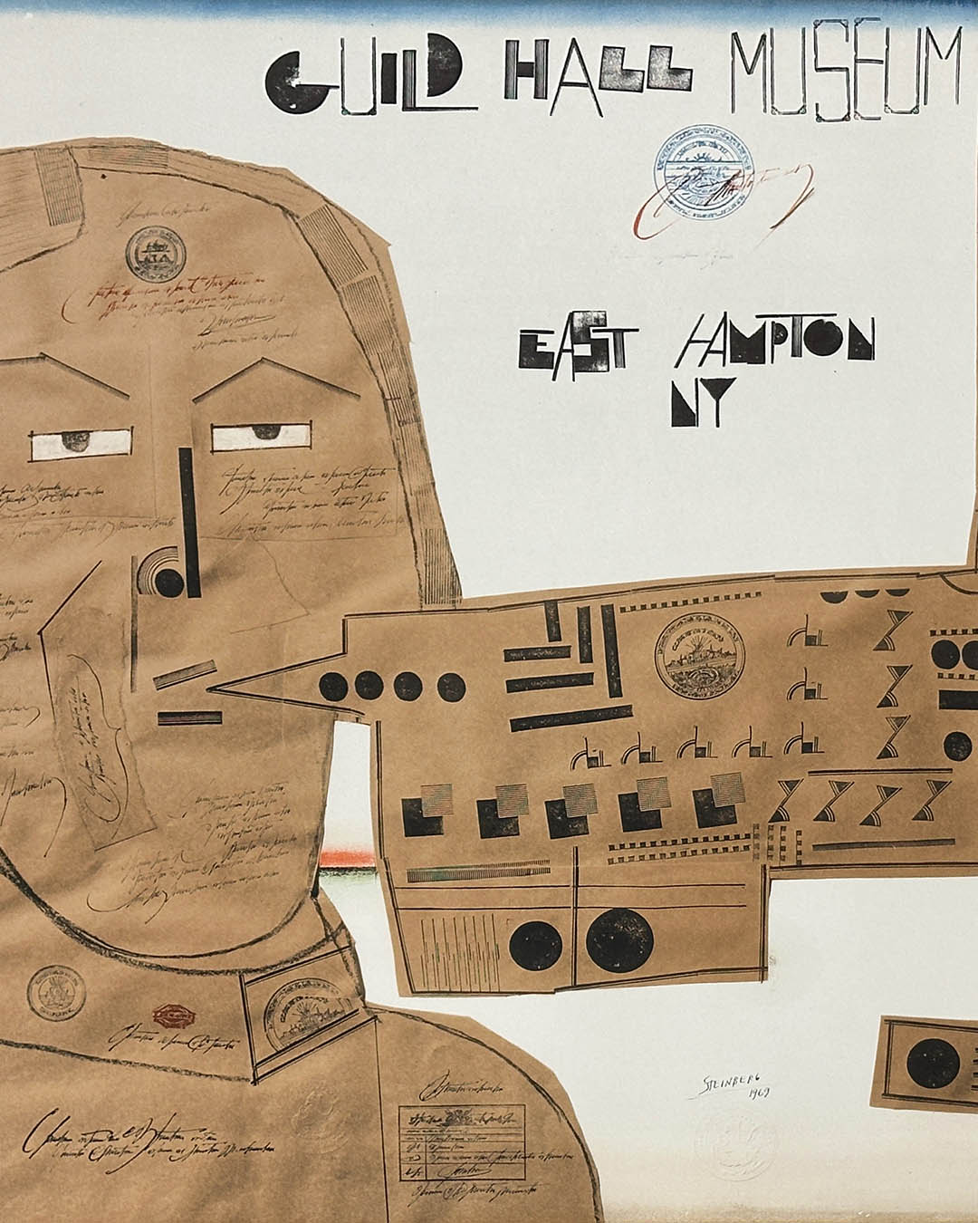 Saul Steinberg Signed 1969 East Hampton Poster 44 x 35