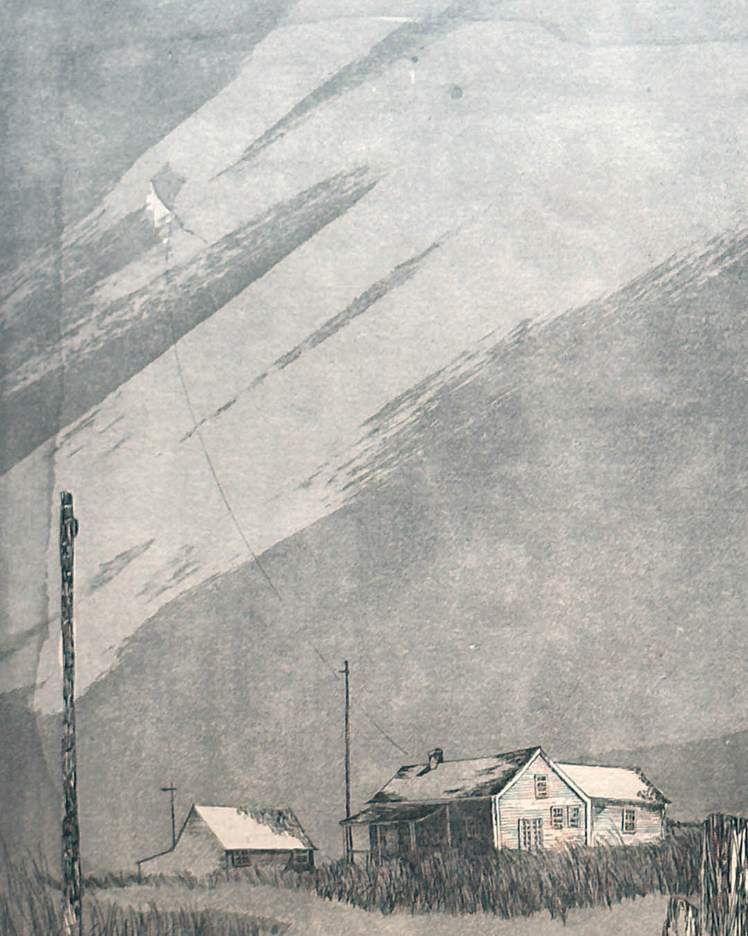 Original Etching Shingle Houses Kite 21 x 24