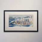 Original Mid-Century Watercolor NYC Skyline 25 x 16
