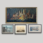 Original Mid-Century Watercolor NYC Skyline 25 x 16