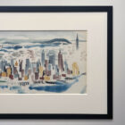 Original Mid-Century Watercolor NYC Skyline 25 x 16