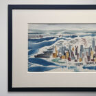 Original Mid-Century Watercolor NYC Skyline 25 x 16