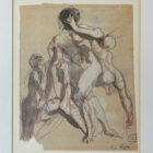 Auguste Rodin framed nude drawing