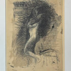 Auguste Rodin framed nude drawing