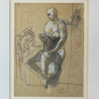 Auguste Rodin framed nude drawing