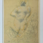 Auguste Rodin framed nude drawing